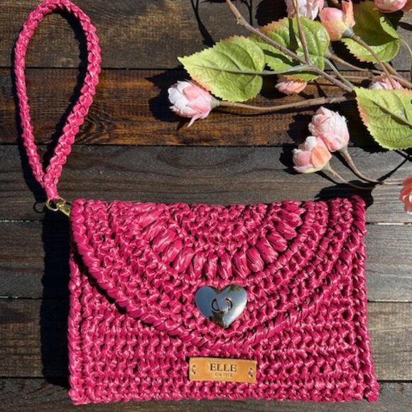 ELLE Raffia Crochet Clutch - Picture 6 of 16